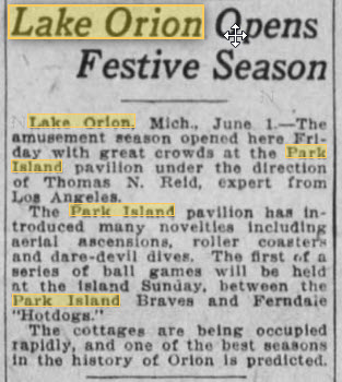 Park Island - June 2 1923 Article (newer photo)